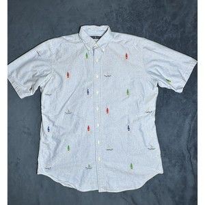 Polo Ralph Lauren Shirt Adult LT Shark Fin & Sail Boat Button Up Long Sleeve Men